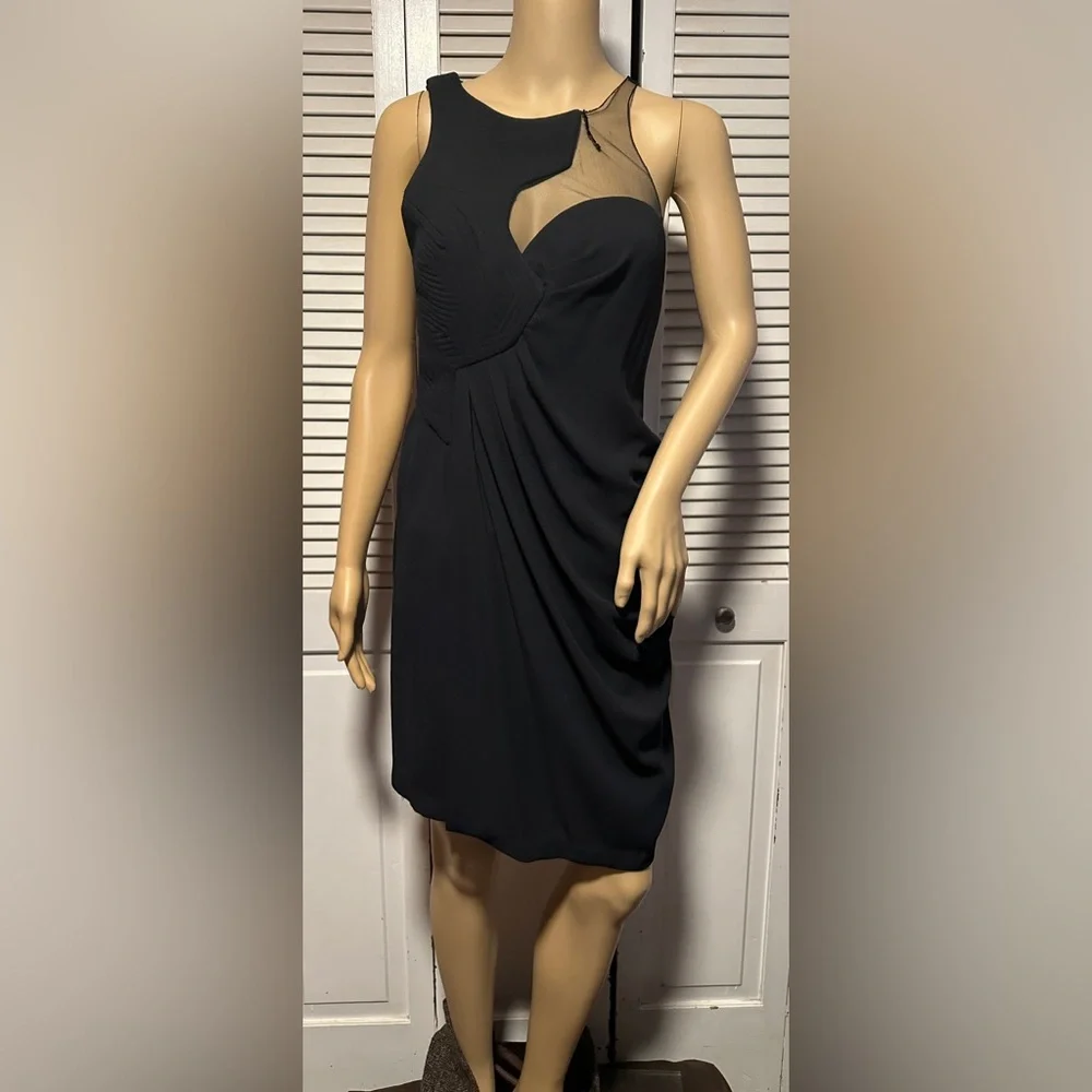 bcbg short black dress BCBG Women's Wide-Strap Square Neck A-Line Mini Dress - Black